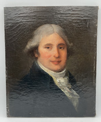 18th Century Oil on Canvas – Portrait of a Nobleman with a Powdered Wig