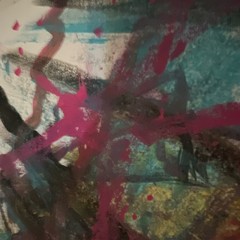 Abstract Painting on Canvas – Teal, Pink, Black, Magenta – Single Piece