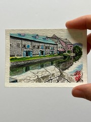 Three Views of the Otaru Canal, Japan — Original ACEO Watercolor Set 2.5×3.5 in