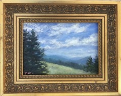 MOUNTAIN MINI # 27- Original framed oil mini mountain painting by K. McDermott –