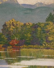 Vintage New Hampshire, White Mountains , Lake Chocorua Signed O/B guilt Frame￼￼￼