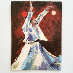 Original Painting Islamic Art Whirling Dervish Acrylic Modern Konya Sufi Painted