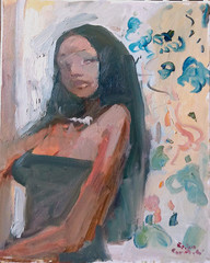 Portrait Boudoir Cubism Interior Oil Painting on 16″x20″ Canvas Original Signed