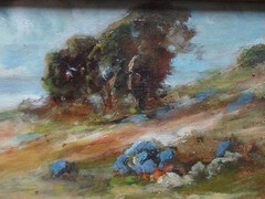 EVELYNE OUGHTRED BUCHANAN 1883-1979 SIGNED OIL ON CANVAS ‚COASTAL SCENE‘ 1939