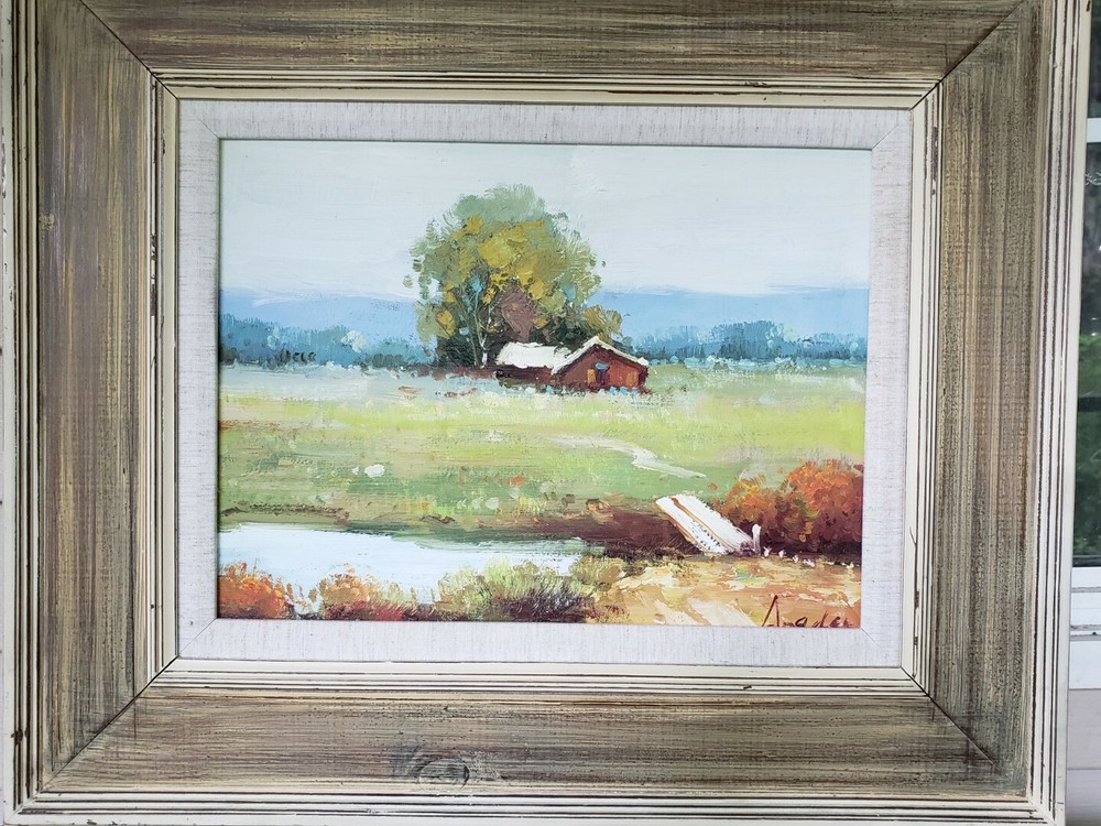 Oil on Canvas Landscape in Gallery Quality Frame Signed Authenticated 24.5″x20.5
