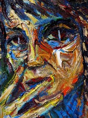GIRL PORTRAIT OIL█PAINTING REALISM ART█SIGNED VINTAGE ORIGINAL OUTSIDER SCREAM A