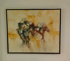 Aldo Paolucci Original Oil Painting on Canvas Impressionist Horses MCM Signed