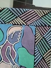 Hand Painted Sadza Painting 32.5×29.5 Signed V. Chitsike