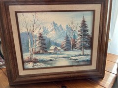 Vintage Jamison Original Oil Painting Winter Landscape 12×14 Carved Wood Frame