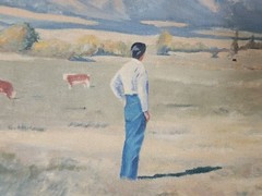 Oil Painting On Canvas By Western Artist Roy Moore . Dated 1969 . 20 X 16 Inches