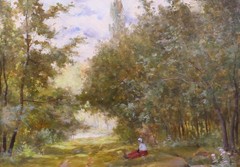 Antique Arthur Perdreau Landscape, Le Touquet Etaples Impressionism Oil on Wood