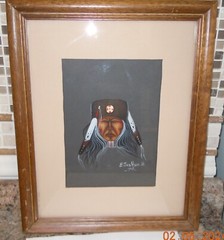 ORIGINAL CREEK/SEMINOLE PAINTING „OSAGE MAN“ SIGNED E. JOSHUA JR. ’79