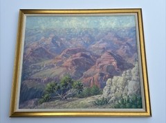 ANTIQUE AMERICAN IMPRESSIONIST PAINTING 1930 GRAND CANYON LARGE CHESTER SCHROCK