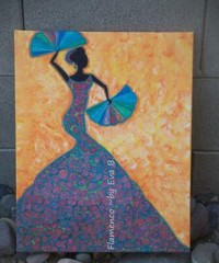 Flamenco Dancer Painting , Dancing Silhouette Art , Woman, Unframed 16×20 Canvas