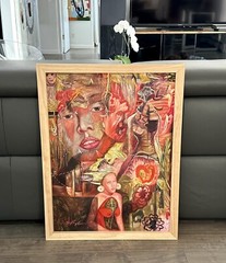 ORIG MIXED MEDIA ACRYLIC PAINTING ON CANVAS „LUST FOR LIFE” BY DOMINIC PANGBORN