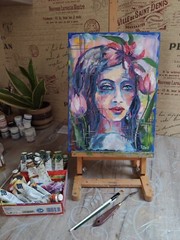 Original Art Woman Modern Oil Portrait Expressionism Author’s Painting Canvas