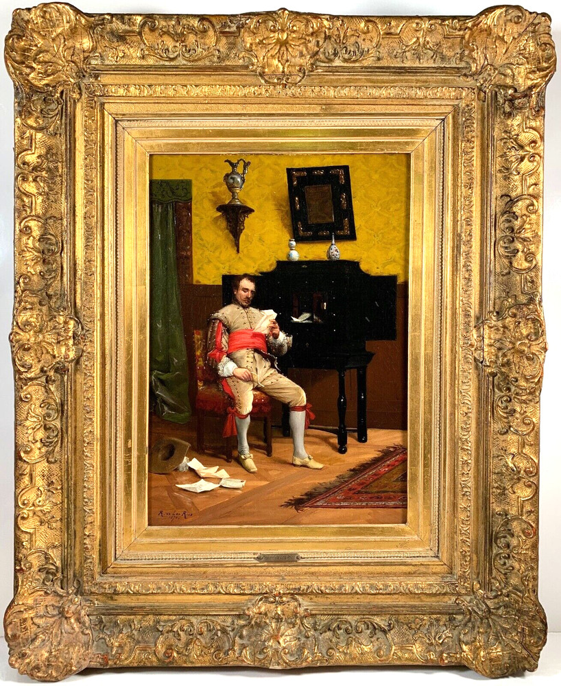 Listed Artist Ricardo De Los Rios (1846-1929) Signed Oil Painting On Canvas 1874