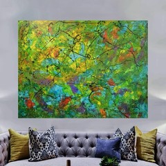 Jackson Pollock Style Giant Canvas Painting 84”X62” (7 Foot) Abstract Modern XL