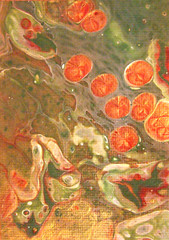 LILLY PADS Acrylic Abstract Flow Painting OOAK ACEO ATC 2.5 x 3.5 inches