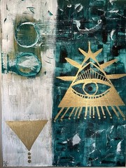 Mystic Gold Eye-Abstract Symbolic Painting of Luck & Protection.