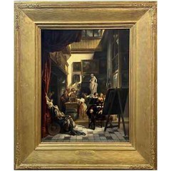 Louis Tielemans Interior Genre Oil Painting, Titian’s Studio