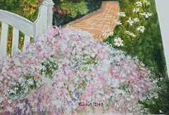 Watercolour Painting/Cardboard – Garden Shed – Size 100cmx70cm COW SHIRT 2010 – No Frame