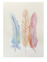 Painting By Kenna Original Watercolour 3 Feathers 12 X 16cm Unframed