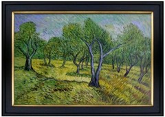 Framed Van Gogh Olive Orchard Repro, Quality Hand Painted Oil Painting 24x36in