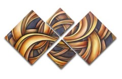 A MIX modern decorative large 4-piece original Michael Lang painting earth tones