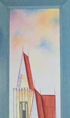 Haitian Artist Luckain Innocent – Gingerbread House – Long Vertical Canvas 40×08