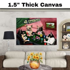 Home of Chihuahua Dogs Playing Poker Canvas Game Room Decoration Gallery Wrap