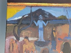 Original Dennis Nash 1947-2016 British Acrylic Painting Canvas New York Bar