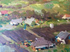 Oil painting Hill Ukrainian painter Canvas Unframed Decor original landscape art