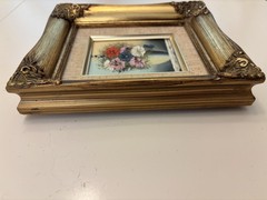 Vintage Painting Vase of Flowers in a Gold Toned Wood Frame