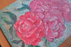 The picture is painted with oil paints „Peonies“. Size 18*24 centimeters. Canvas
