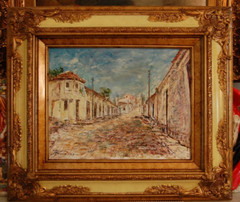 FRAMED SIGNED ORIGINAL OIL COLONIAL STREET OLD HAVANA, CUBA ARTIST: HECTO VIDAL