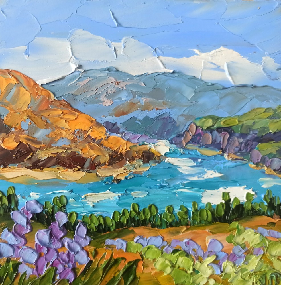 Original Oil Painting Colorado Mountains Landscape on Panel 6x6in
