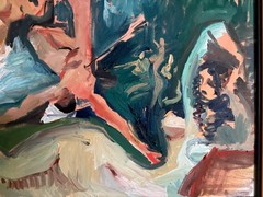 Expressionism Fauvist Figures In Landscape Oil Painting On 18”x24” Canvas BVC
