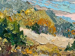 Oil painting Carpathian village Ukrainian painter Canvas Framed original art