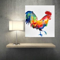 Colorfu rooster chicken Bird art watercolor painting,nature lover unique gift