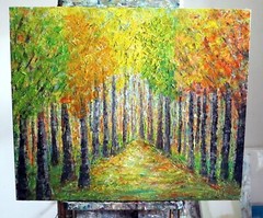 Sunlit Forest Path Original Landscape Painting 24×20 Textured Woodland Art