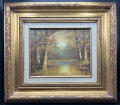 Phillip Cantrell Oil Painting Autumn Glow Landscape Ornate Frame 17.5″ x 15.75″