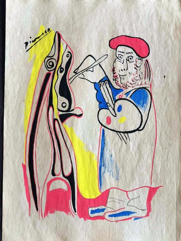 Pablo Picasso COA Art Painting Original Drawing Vintage Paper Signed