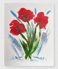 Original Abstract Painting on Paper 9×12 Expressionist Flower Study