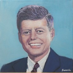 Sean Wu original oil portrait 12×12 on canvas, President John F. Kennedy