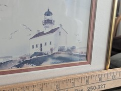 Original Vtg Watercolor Painting San Diego Point Loma Lighthouse Signed Frances