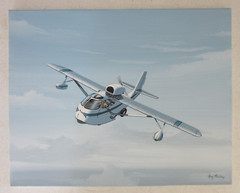 Raymond Waddey Painting Republic RC-3 Seabee Amphibious Pusher Airplane 16″x20″
