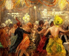 Masquerade scene Prom party Oil painting Wall art Giclee Printed on Canvas P207