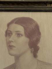ANTIQUE DRAWING PORTRAIT WOMAN WIFE OF EVERETT GEE JACKSON EILEEN LISTED FAMOUS