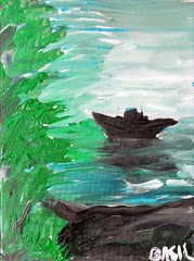 Boat In Stillness Quiet Passage Original Expressionism Acrylic Abstract Canvas